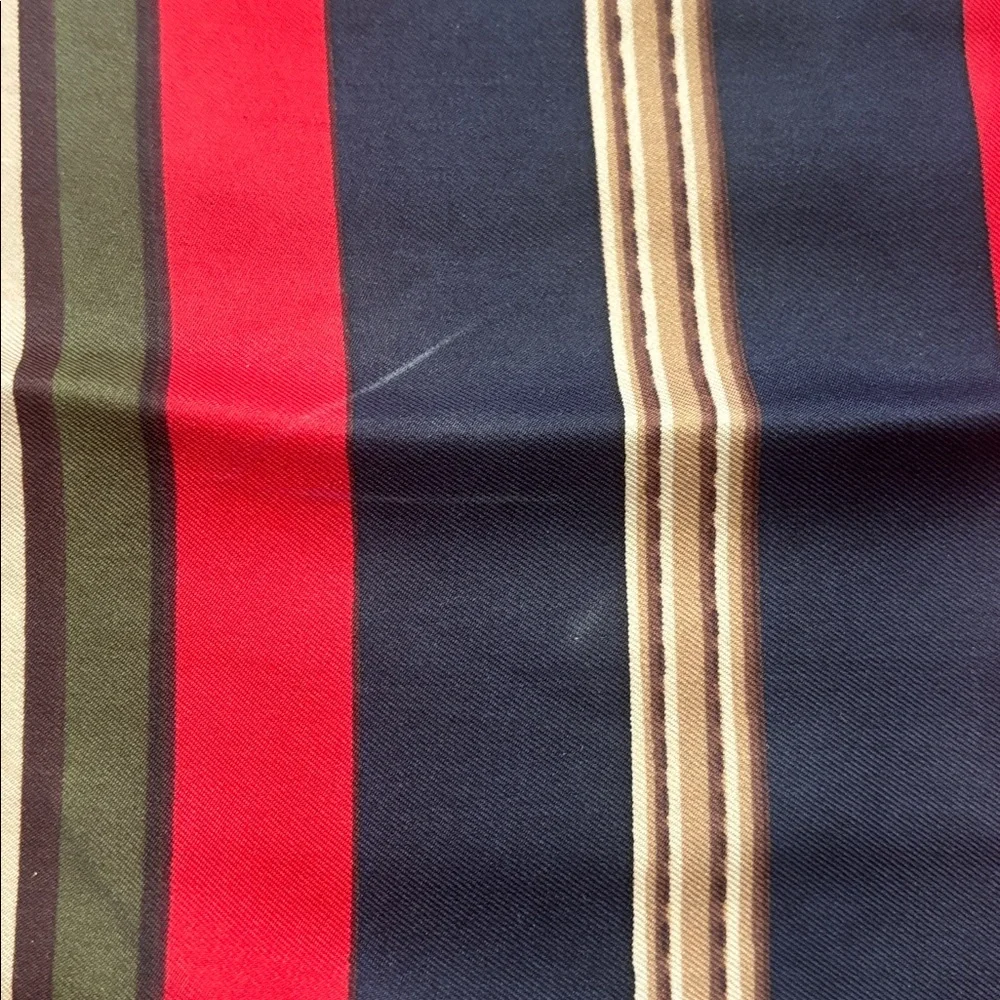 Daniel La Foret navy/red/green vintage silk scarf, 26” square